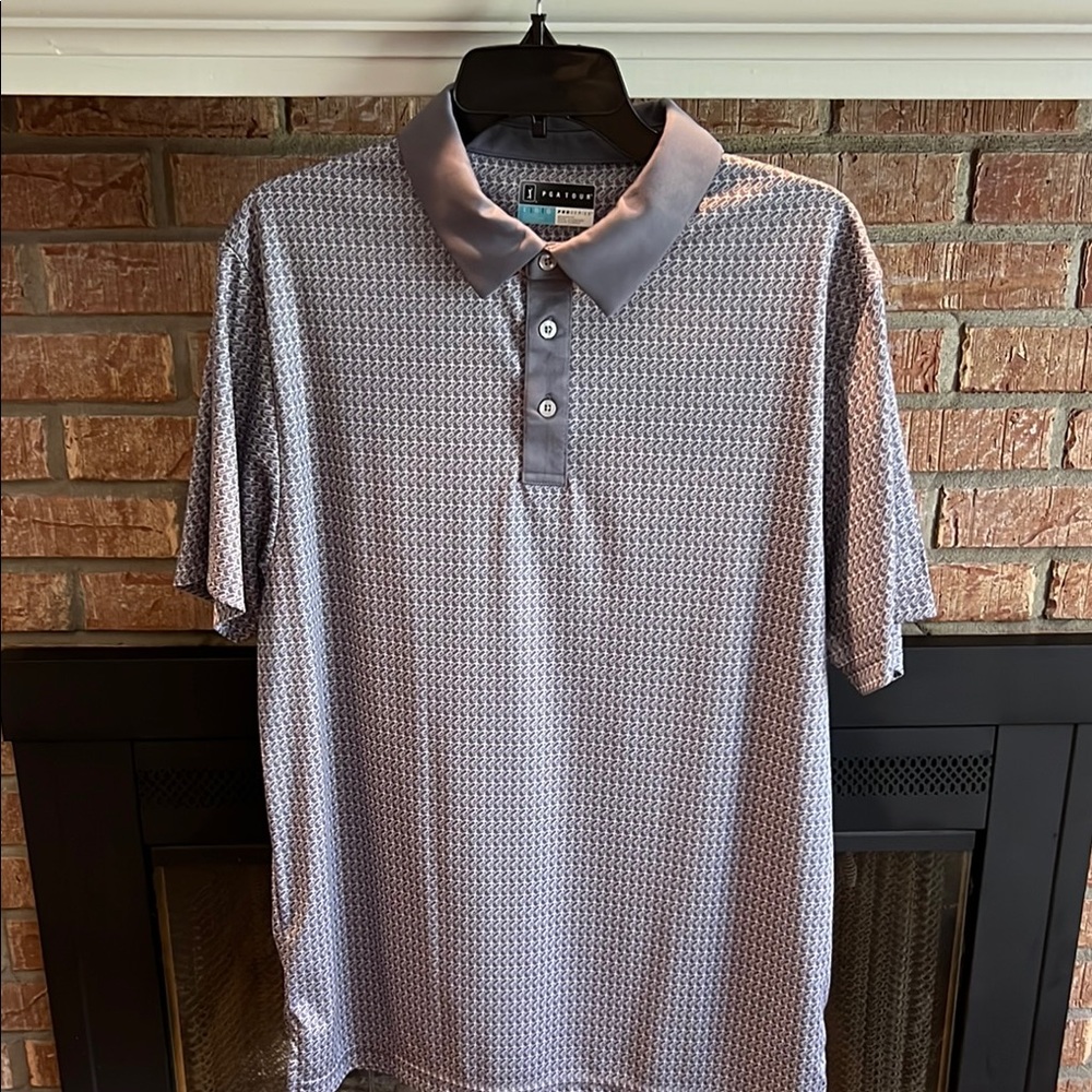 PGA Tour Men's Patterned Golf Polo Shirt - Gray